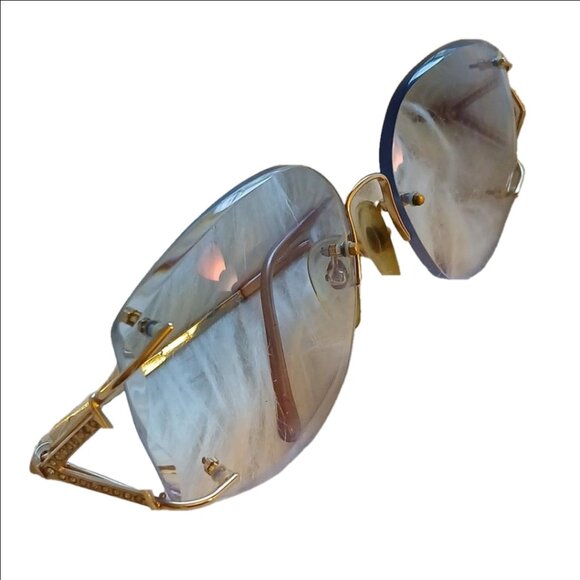 RARE Vintage Diamond Studded Rimless Blue Tinted Dior Glasses - Picture 1 of 5